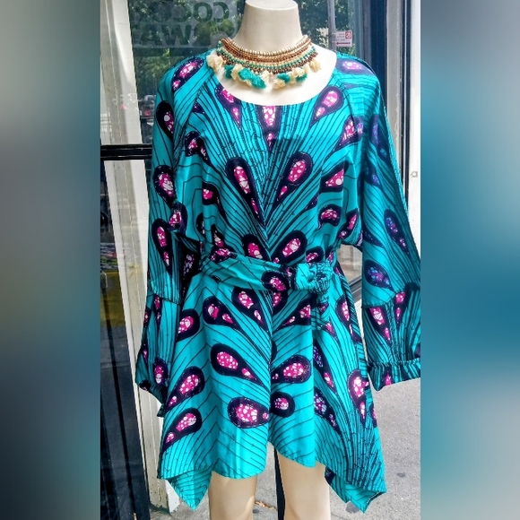 African Print Top w/tie - Picture 6 of 6